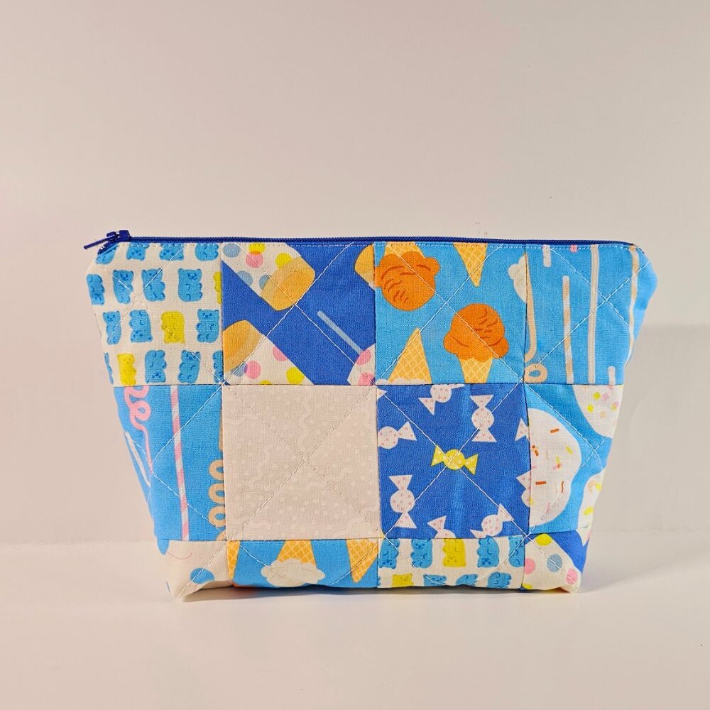 Ruby Star Society Patchwork Zipper Pouch: Handmade Quilted Cosmetic Bag - Picture 2 of 5